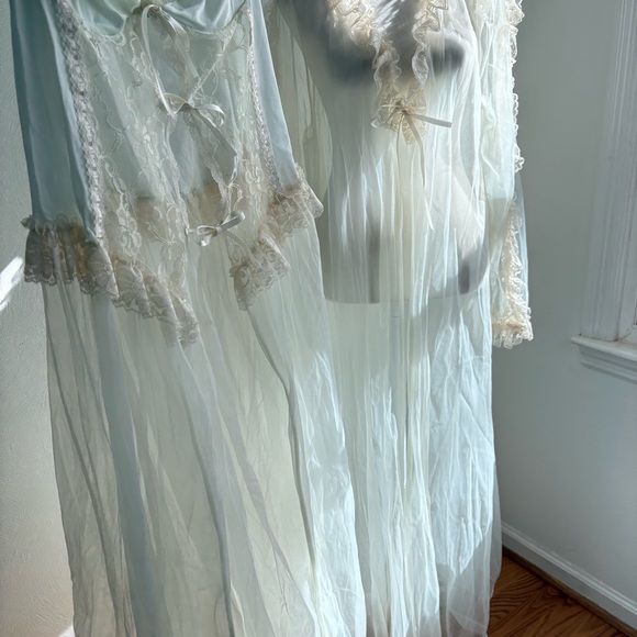 Vintage Ethereal Victorian Chiffon Bridal Wedding Peignoir Nightgown Robe Set 2X - Picture 6 of 17